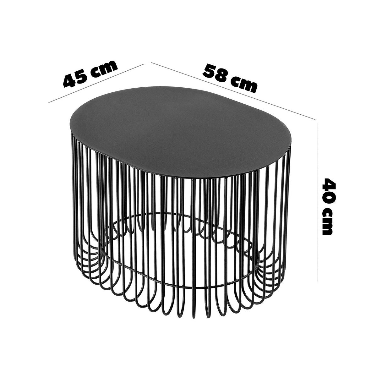 LOUNGETISCH 58 x 40 cm, schwarz - Schwarz, Metall (58/45/40cm) - KADAX