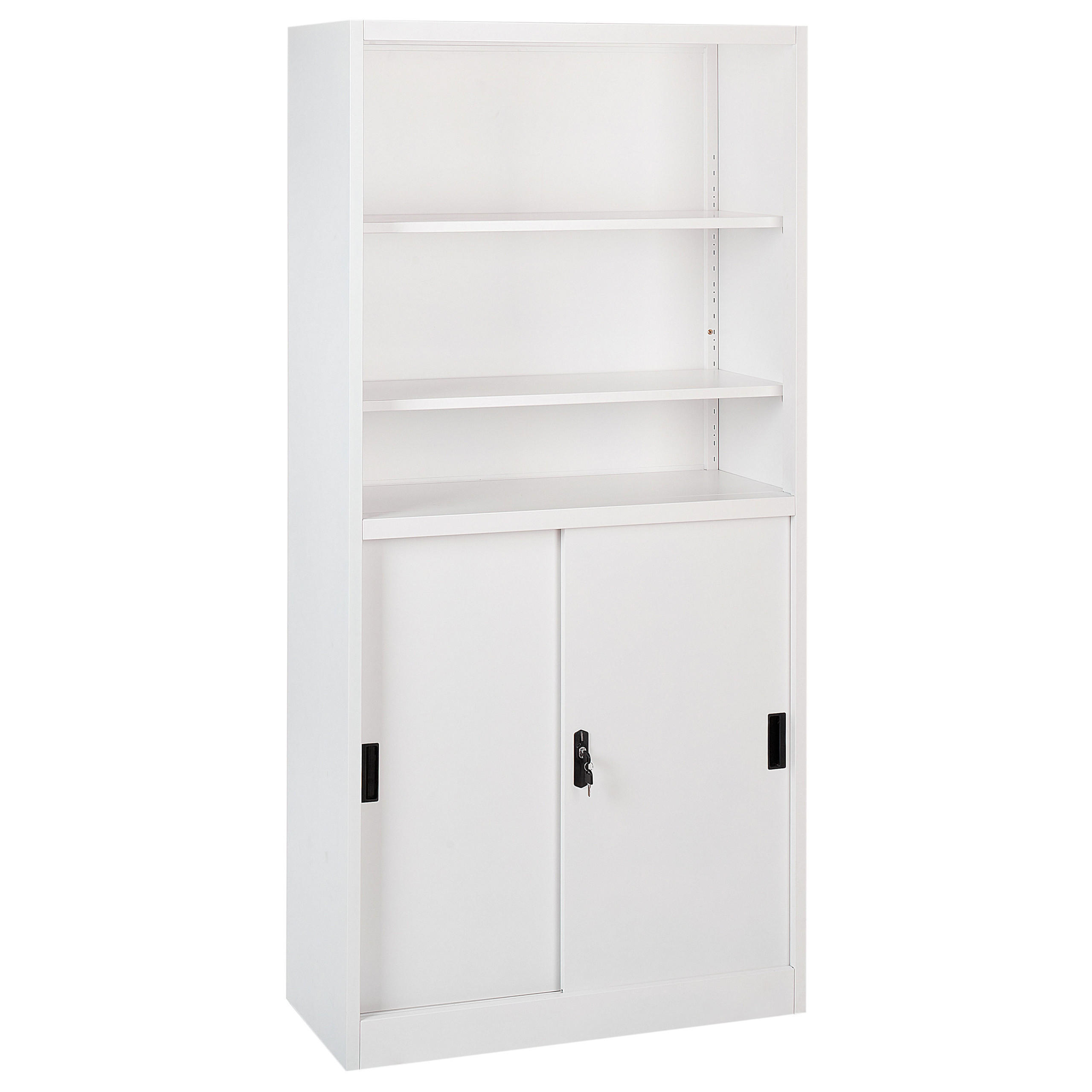 BÜROSCHRANK Metall Weiß Muscovite - Schwarz/Weiß, Metall (90/185/40cm) - Beliani