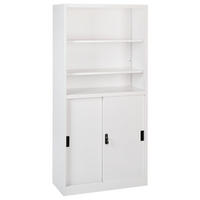 BÜROSCHRANK Metall Weiß Muscovite - Schwarz/Weiß, Metall (90/185/40cm) - Beliani