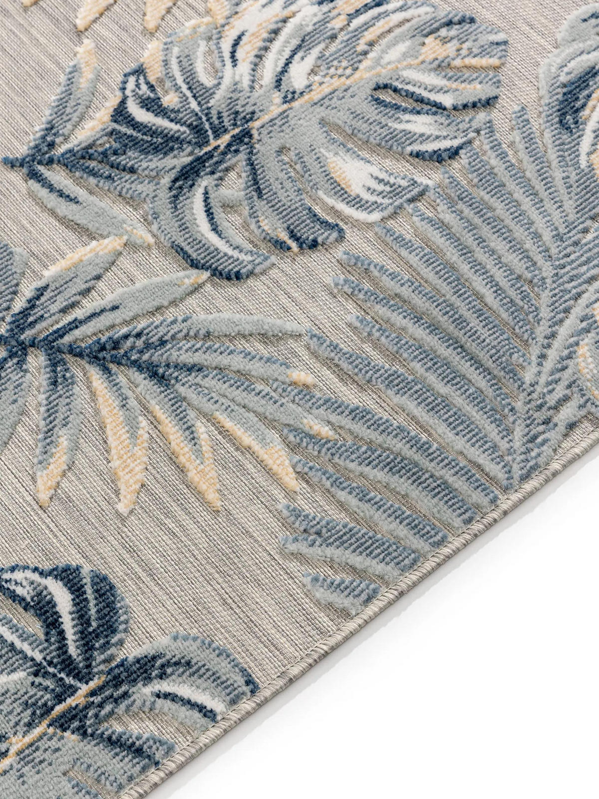 OUTDOORLÄUFER Flora Multicolor 80x250 cm - Blau/Creme, Kunststoff (80/250cm) - benuta
