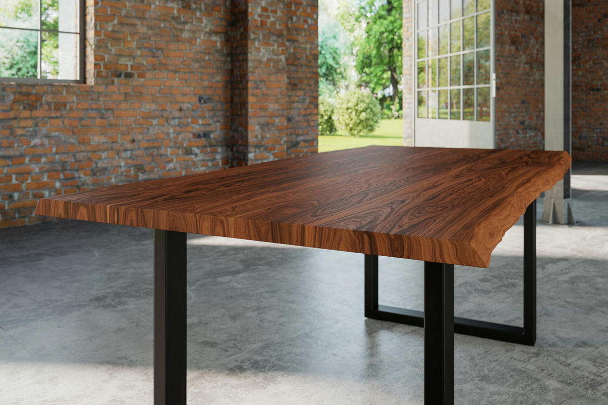 ESSTISCH LAUREN - Nussbaumfarben/Walnussfarben, Holz/Metall (100/220/77cm) - SAM