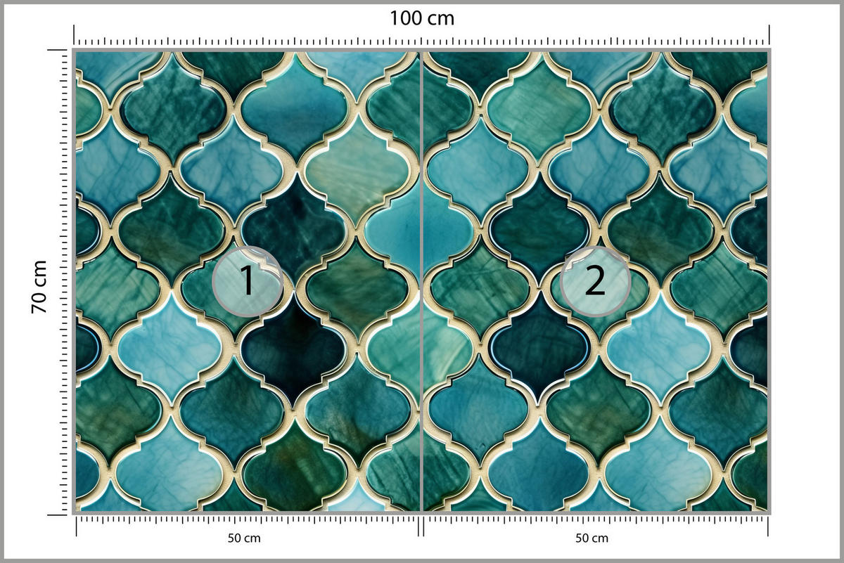FOTOTAPETE für Küche Formen Türkisfarbenes Marokkanisches Mosaik 100x70 - Türkis, Papier (100/70cm) - Muralo