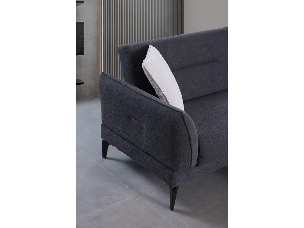 SOFA Dolcezza 2-Sitzer Bouclé Anthrazit - Anthrazit, Kunststoff/Textil (175/84/90cm)