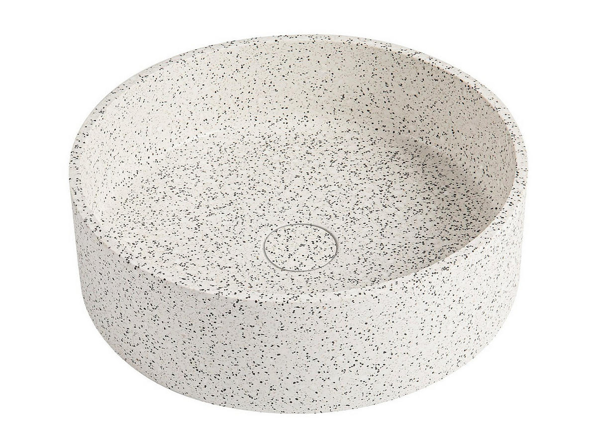 RUNDES Aufsatzwaschbecken aus Terrazzo - Weiß - 39 cm - DUKAT - Schwarz, Stein (39/12/39cm) - Vente-Unique