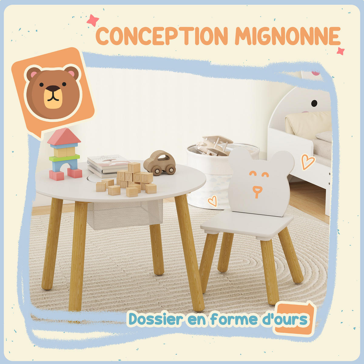 KINDERSITZGRUPPE DE-17543 Naturholz/Weiß - Weiß, Holzwerkstoff (60/44/60cm) - ComfortXL