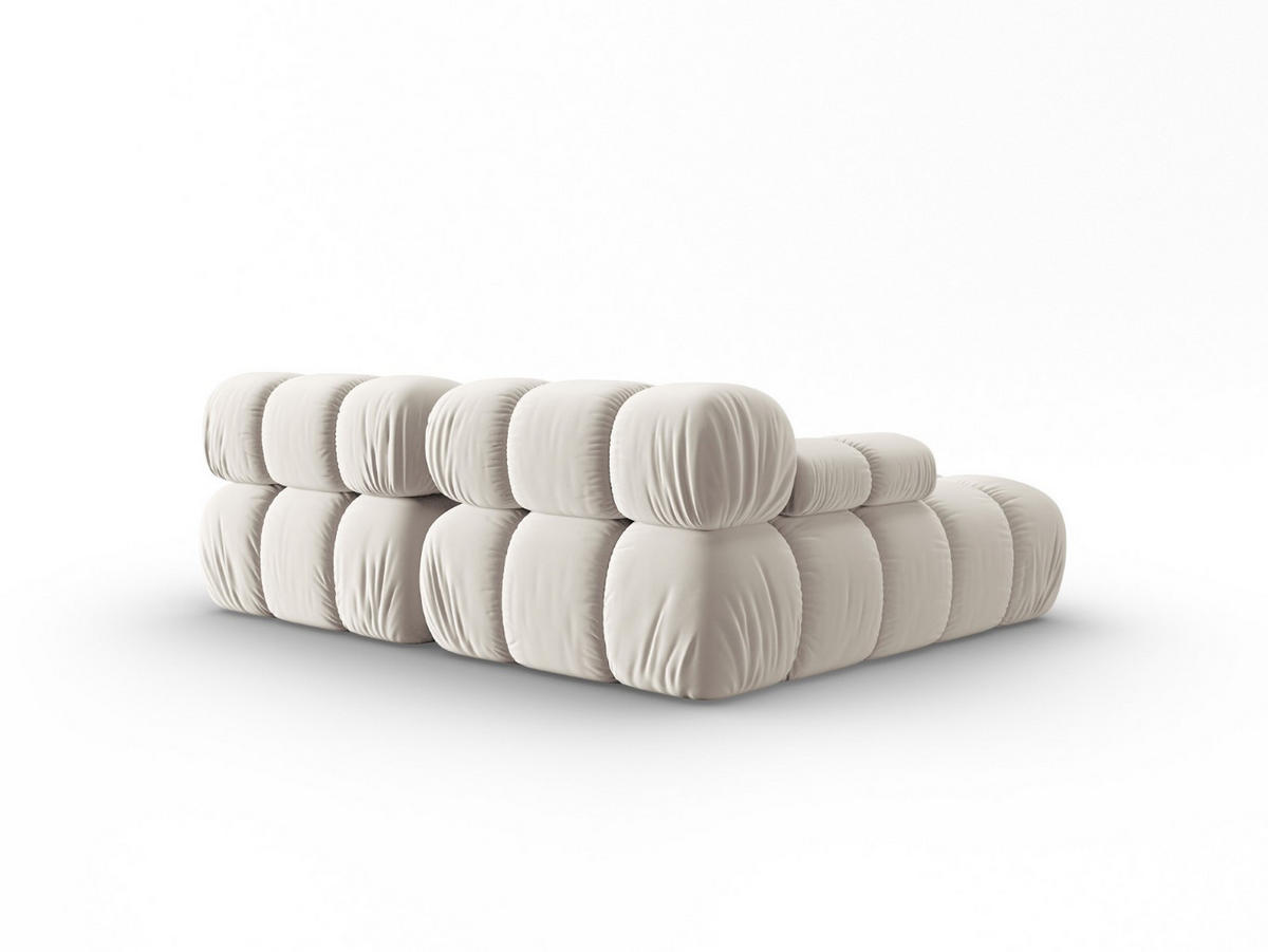 MODULARES-ECKSOFA links Bellis aus Samt leichtes beige 3 Sitzplätze - Creme, Textil (157/191cm) - Micadoni