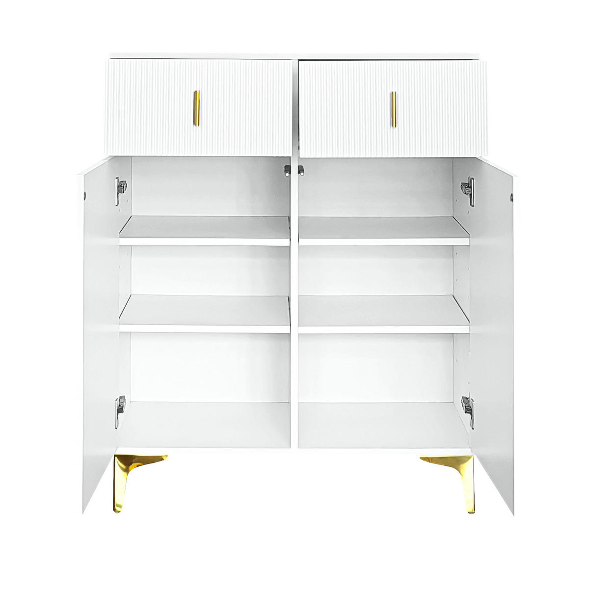 SIDEBOARD 83/35/101 cm weiß aus Spanplatte mit 2 Türen und 2 Schubladen - Weiß, Holzwerkstoff (83/101/35cm) - OKWISH