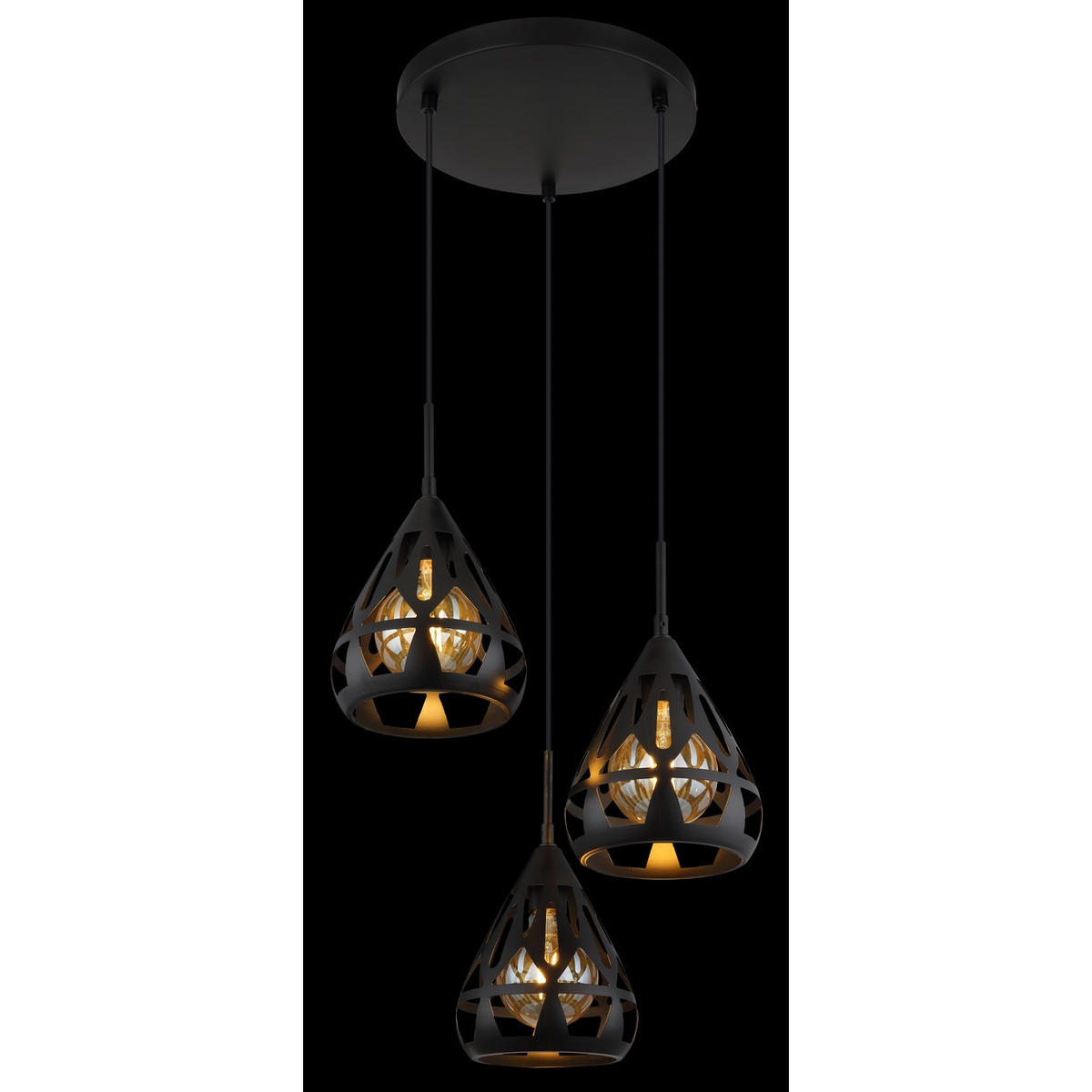 PENDELLEUCHTE Metall Schwarz 3-Flammig - Schwarz, Metall (41/41/120cm) - Globo Lighting