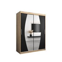 SCHWEBETÜRENSCHRANK 200/150/62 2-türig - Silberfarben/Schwarz, Holz/Kunststoff (150/200/62cm) - Abiks Möbel