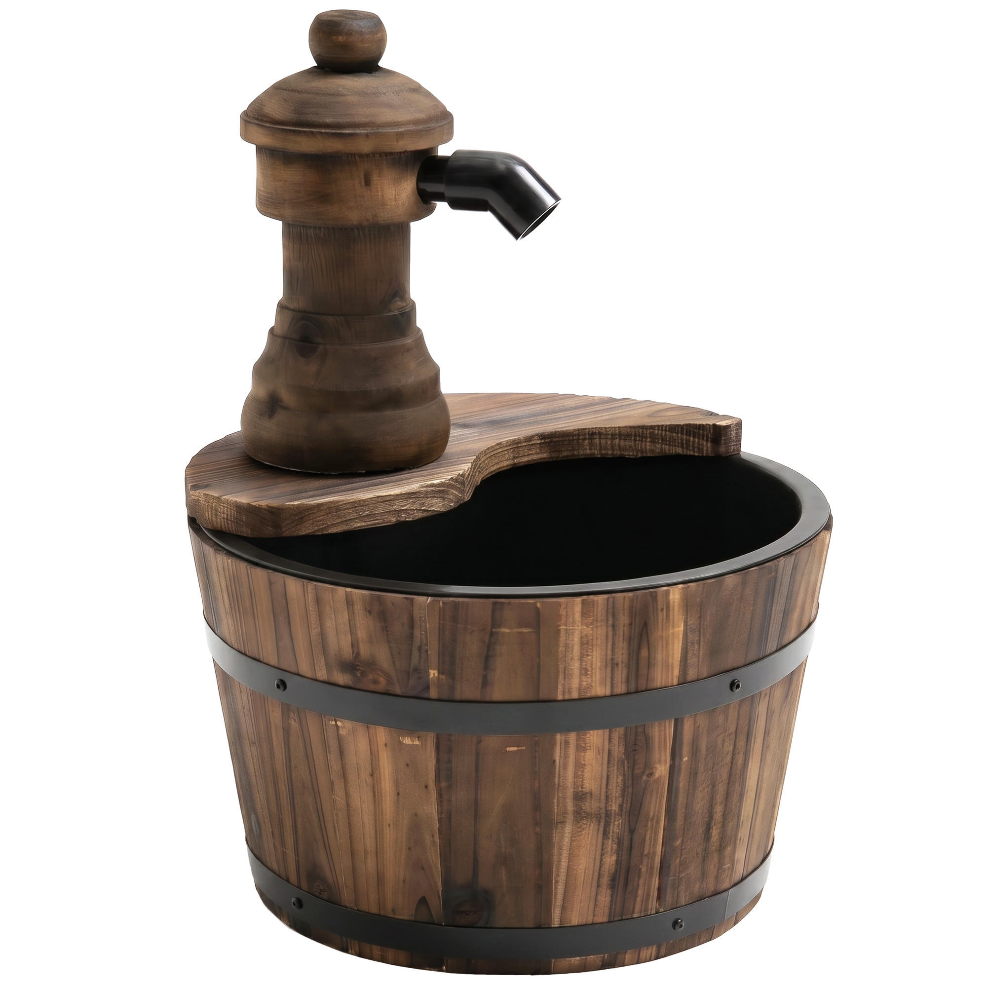 GARTENBRUNNEN, Tannenholz, Metall, Natur - Naturfarben, Holz/Metall (27/27/37cm) - Outsunny