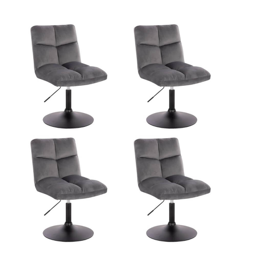 BARHOCKER höhenverstellbar 4er Set ACE - Samt Hellgrau - Hellgrau, Textil/Metall (47/81/63cm) - Home Deluxe