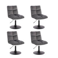 BARHOCKER höhenverstellbar 4er Set ACE - Samt Hellgrau - Hellgrau, Textil/Metall (47/81/63cm) - Home Deluxe