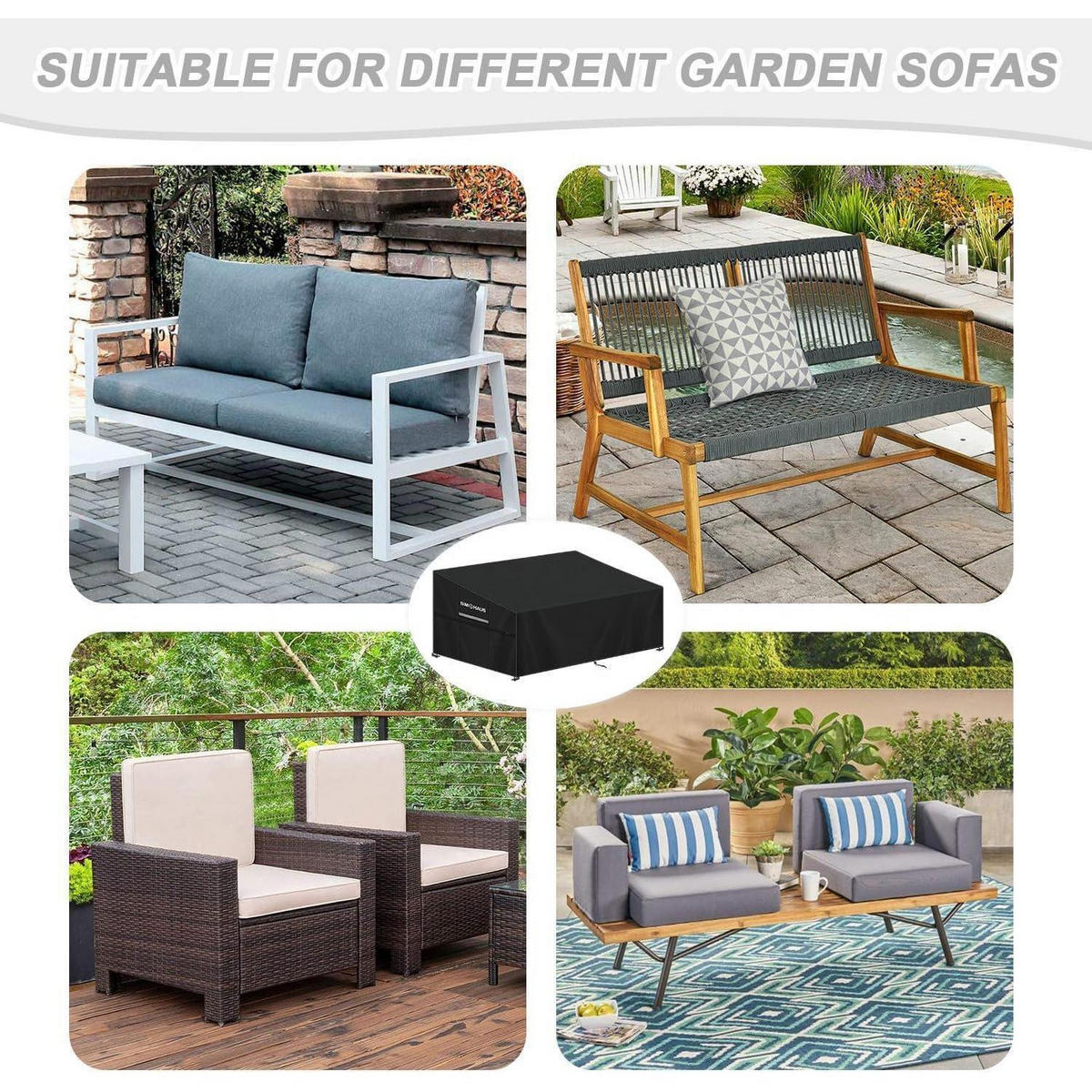 ABDECKHAUBE für Gartensofa 155 x 85 x 81/61 cm - Schwarz, Textil (85/61/155cm)