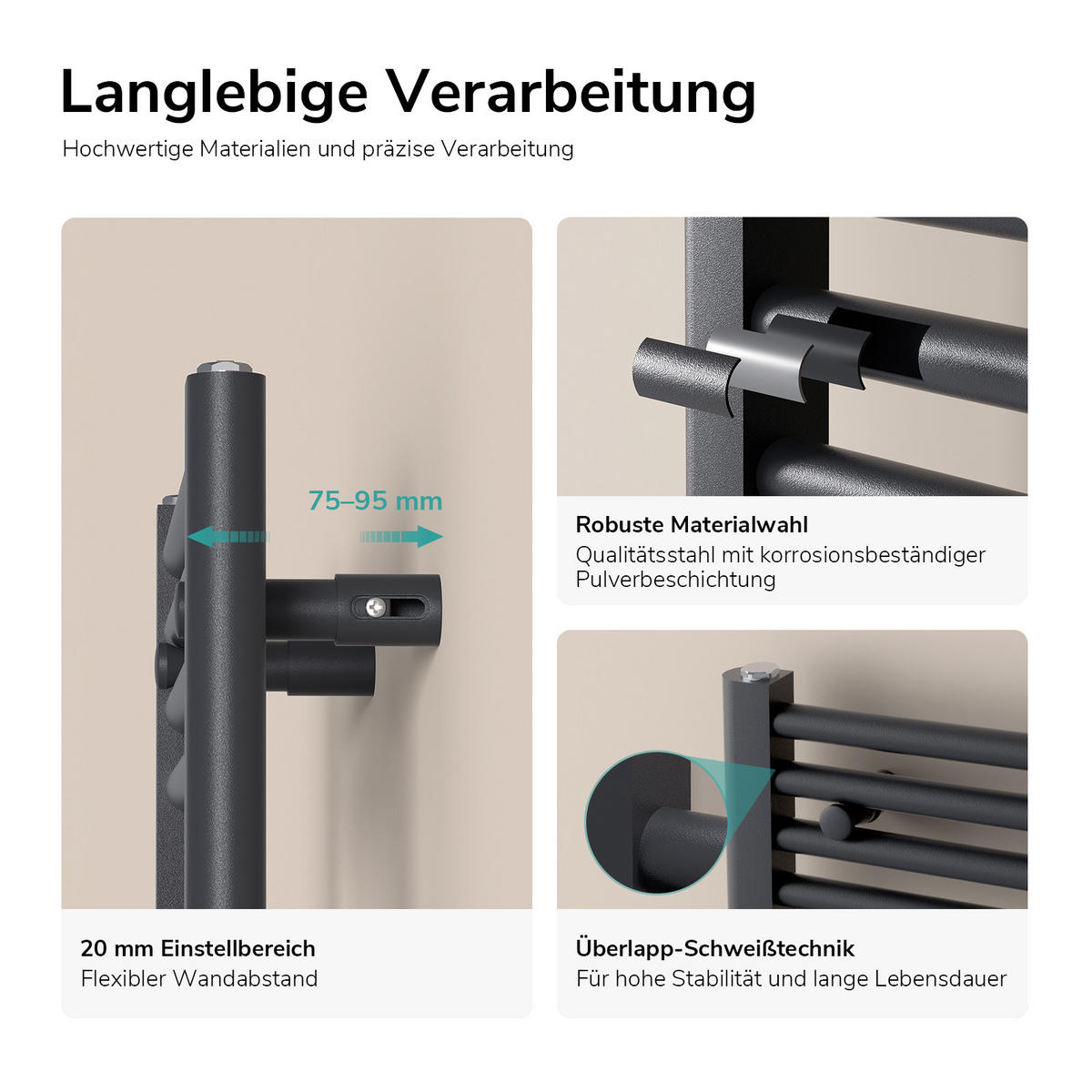 CALORIFER portprosop tubular 290 W Antracit 50/75/3 cm - antracit, metal (50/75/3cm) - EMKE