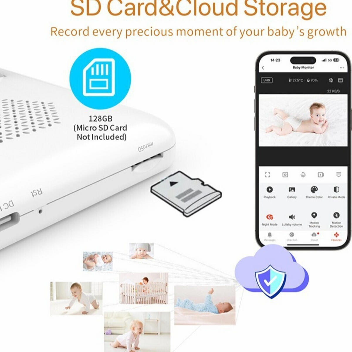 BABYPHONE, EU-Stecker, 2-Megapixel-Auflösung - Weiß, Kunststoff - Authentics