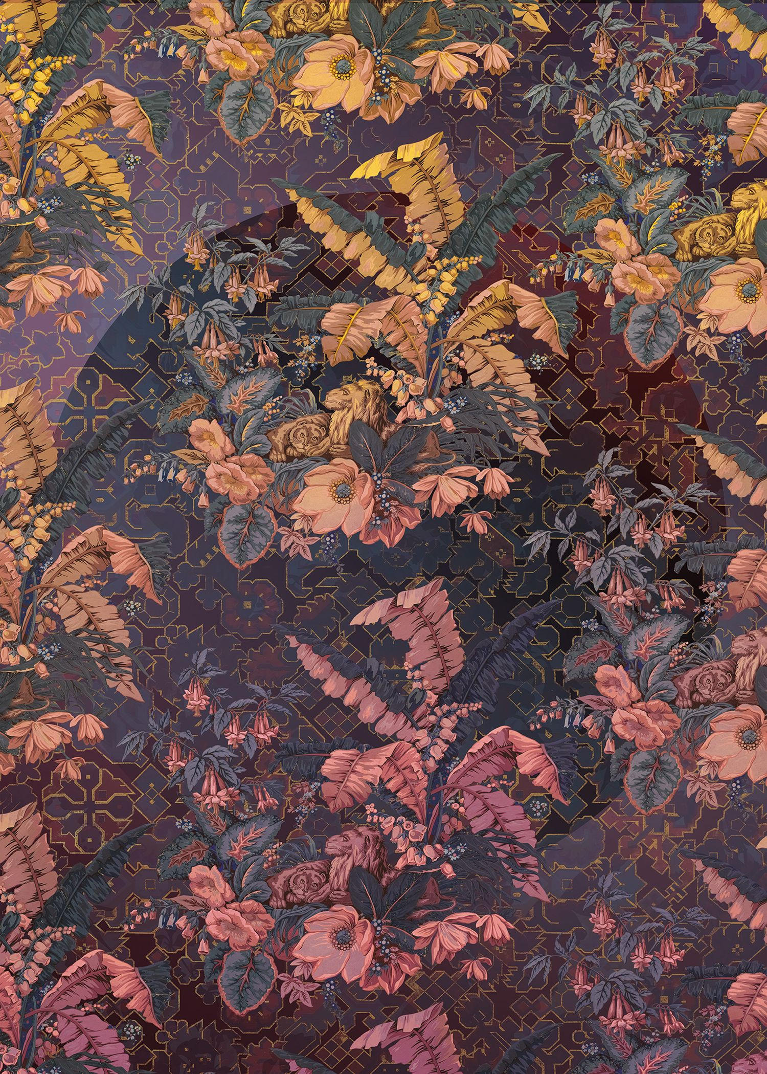 FOTOTAPETE Blätter 200 x 270 cm - Pink, Papier (200/270cm) - Sanders & Sanders