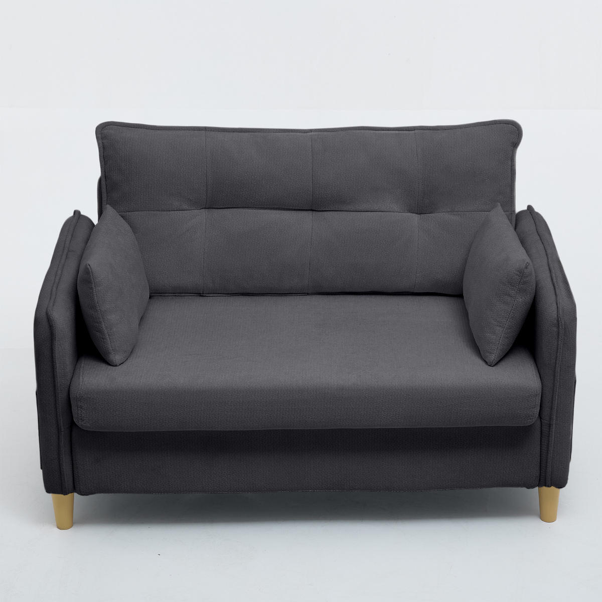 2-SITZER-SOFA DE-33995 mit Seitentaschen Dunkelgrau - Dunkelgrau, Holz (75.5/83/127cm) - ComfortXL