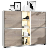 HIGHBOARD Cuba Türen in Eiche Nordic - Silbereichenfarben, Holzwerkstoff (130.5/105.5/35.5cm) - Vladon