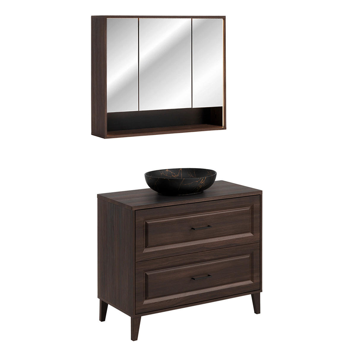 BADMÖBEL 100cm Moka 2er-Set Holz - Braun, Holzwerkstoff (100/84.5/46cm) - Petits-meubles