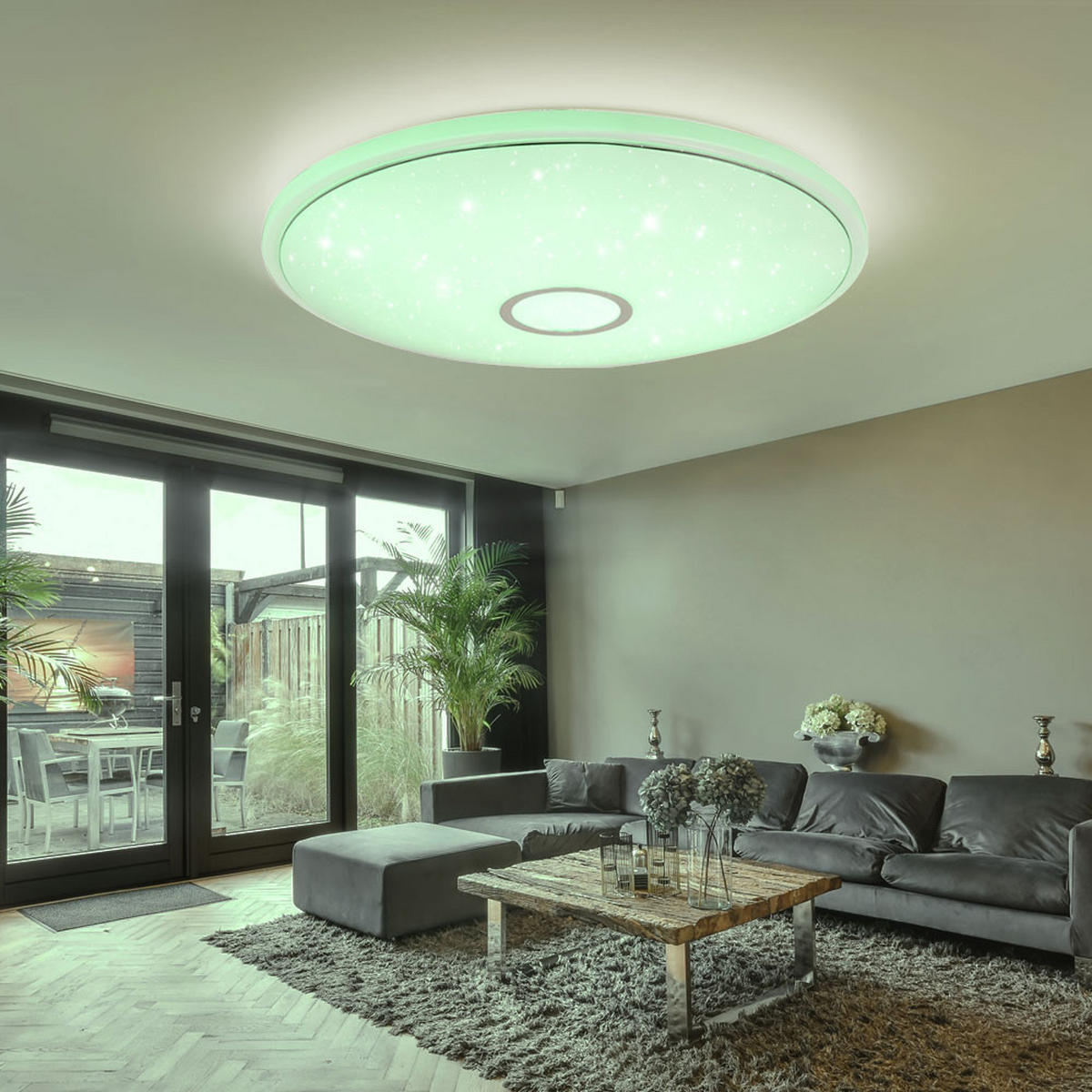 LED DECKENLEUCHTE Connor Weiß Kristalloptik - Weiß, Metall (50/50/6.5cm) - Globo Lighting