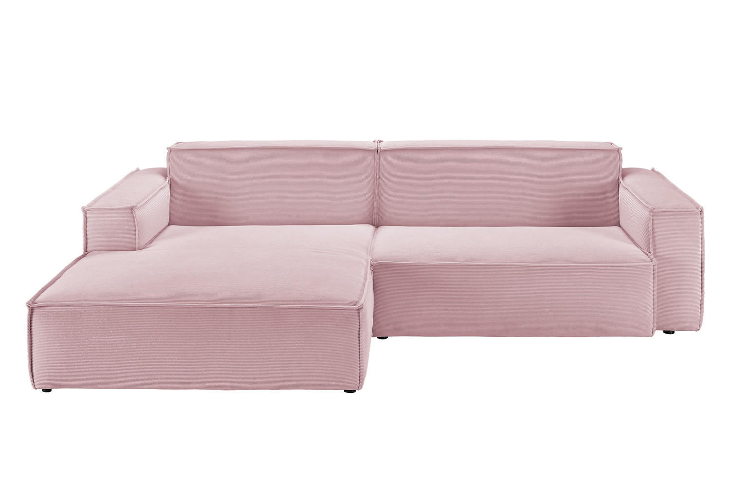 ECKSOFA SAMU Pink Cord - Pink/Schwarz, Textil (276/168cm) - KAWOLA