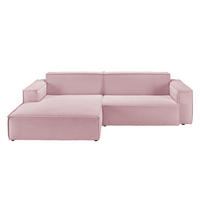 ECKSOFA SAMU Pink Cord - Pink/Schwarz, Textil (276/168cm) - KAWOLA