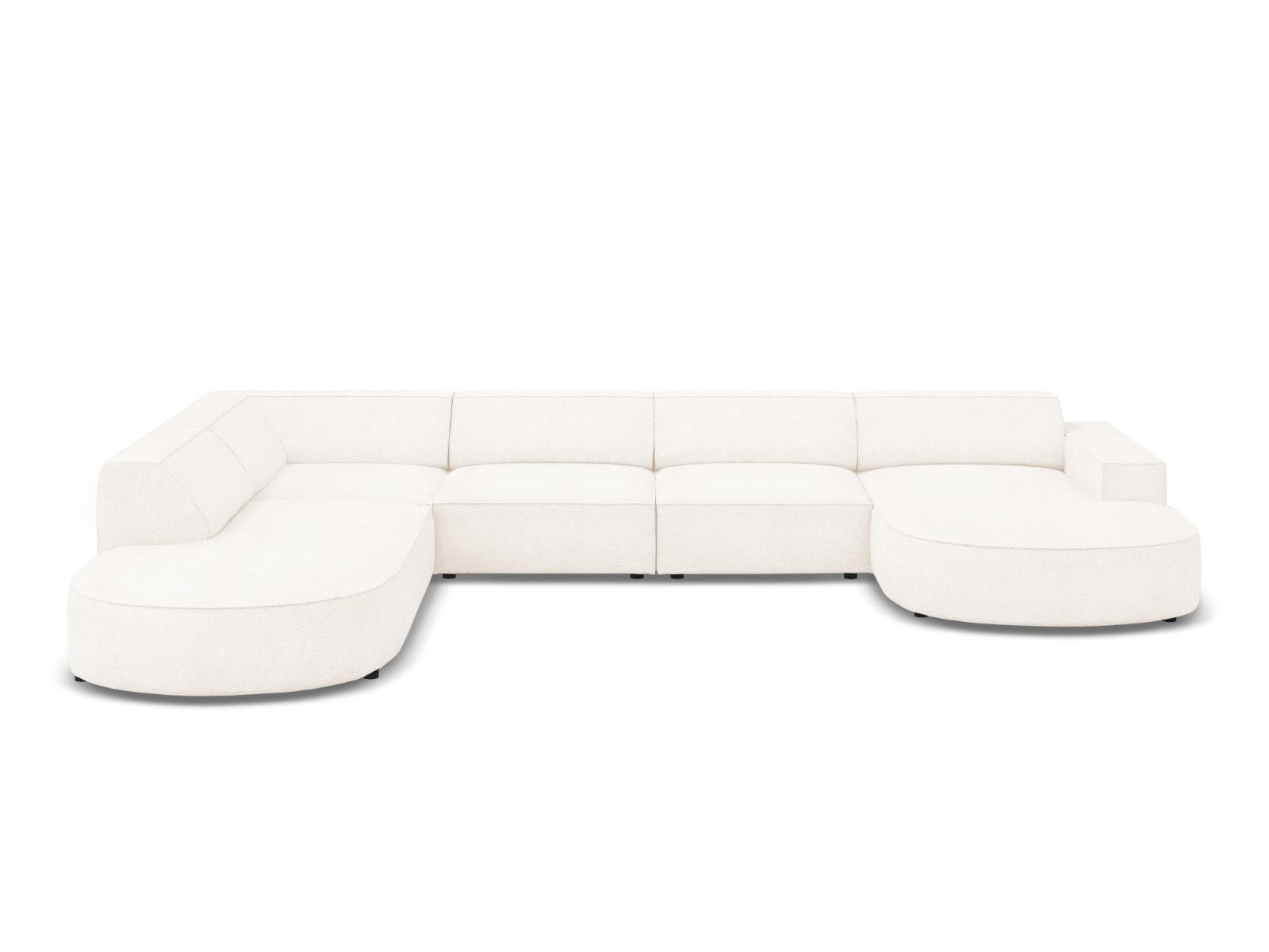 PANORAMASOFA links Jodie aus Boucle beige 7 Sitzplätze - Beige, Textil (262/70/364cm) - Micadoni