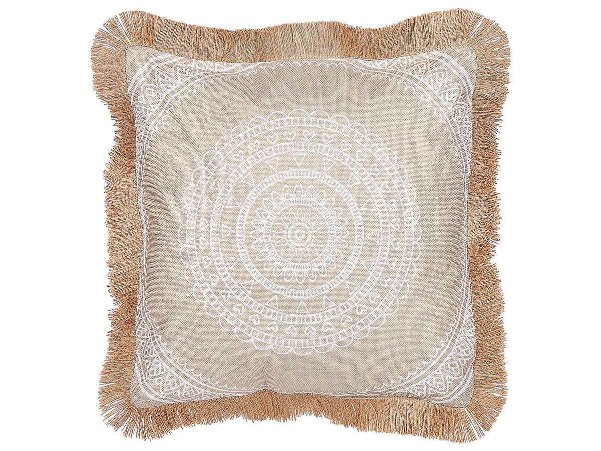 DEKOKISSEN 2er-Set Sandbeige 45/7 cm Geranium - Beige, Textil (45/7cm) - Beliani