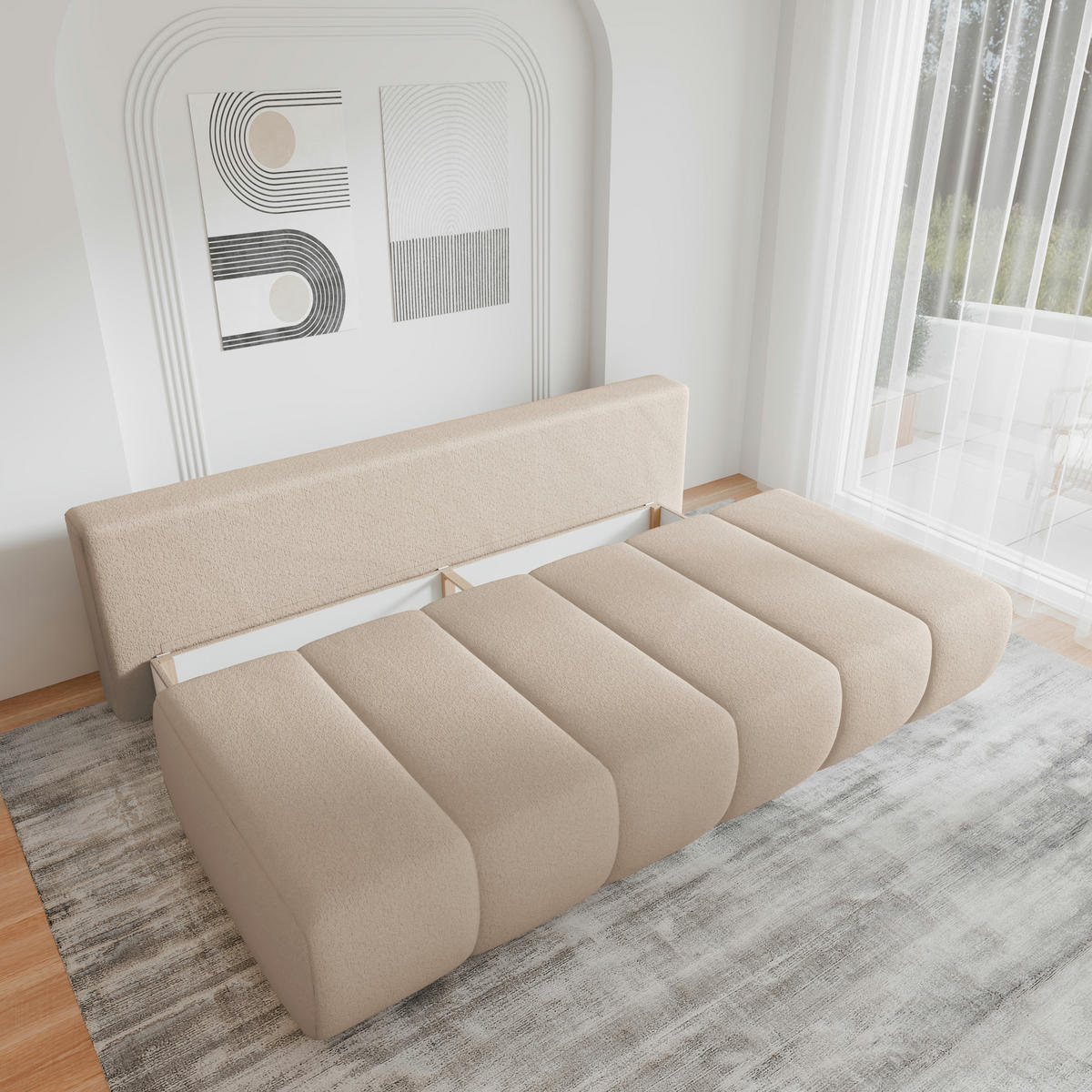 SCHLAFSOFA - Fluffy - Beige (Anthology 3) - Beige, Holz (210/88/104cm) - Möblo