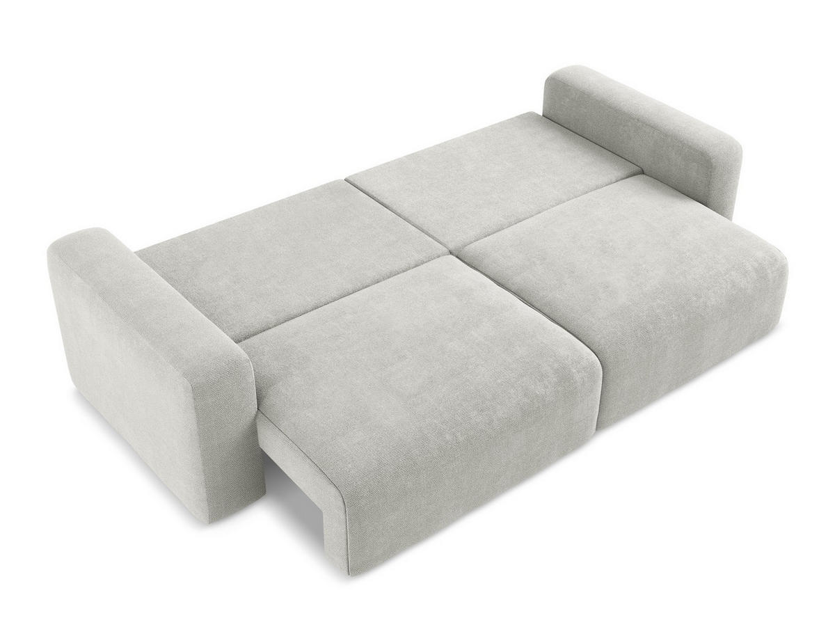 3-SITZER SOFA mit Schlaffunktion Chenille Stoff Grau - Hellgrau/Schwarz, Kunststoff/Textil (244/79/102cm) - Makamii