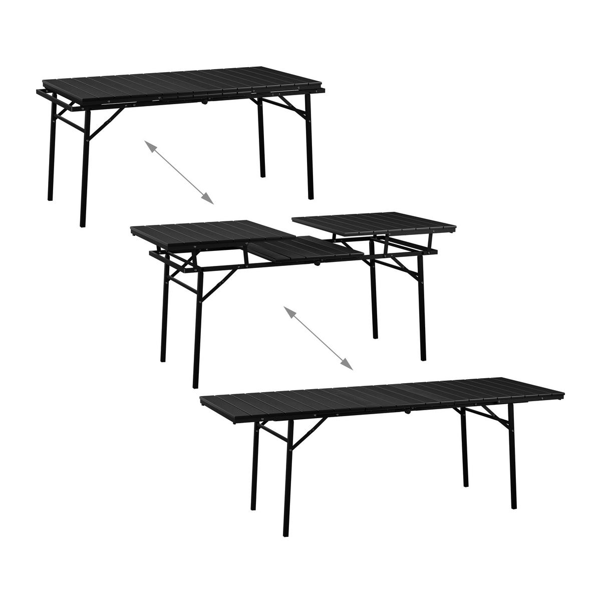 GARTENTISCH - Schwarz, Kunststoff/Metall (78/166/76cm) - Relaxdays