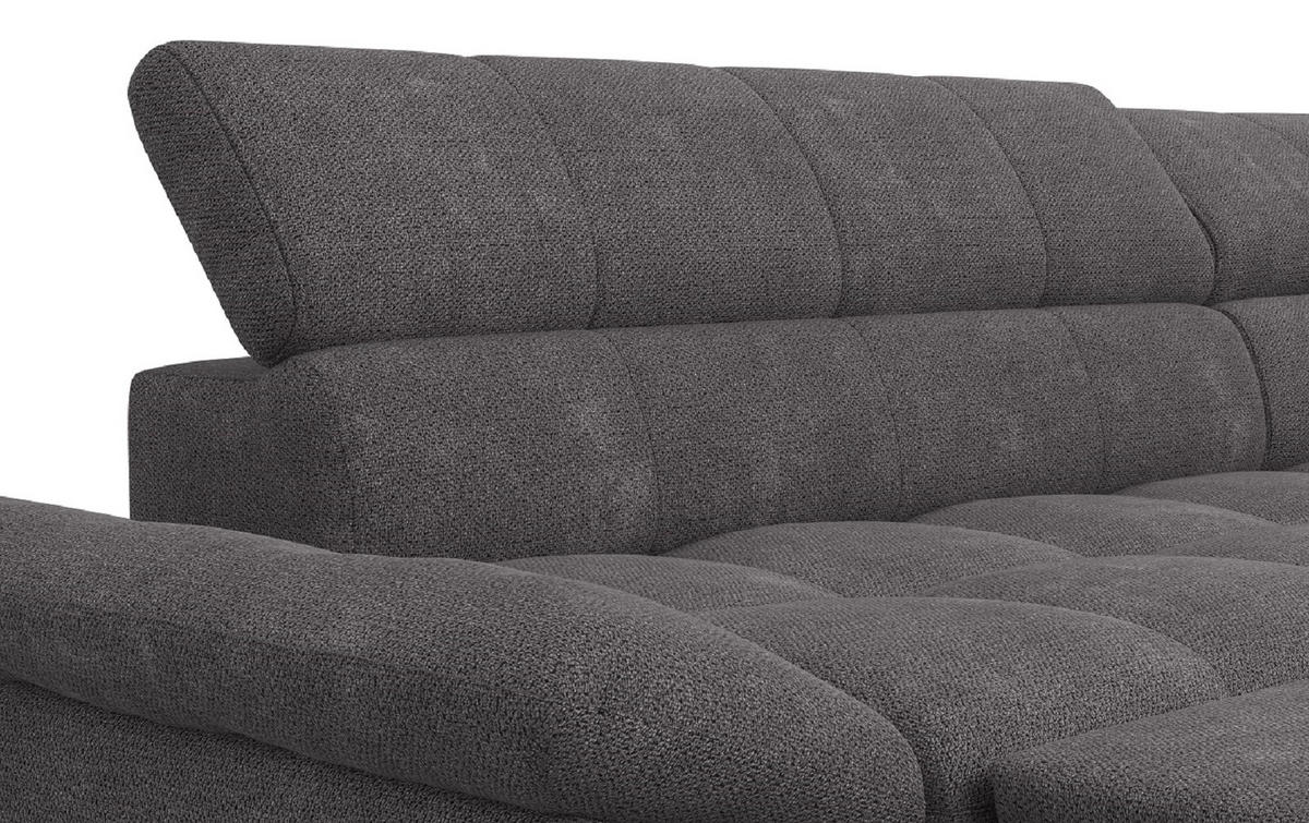 ECKSOFA mit Schlaffunktion und verstellbare Kopflehnen - Silberfarben/Graphitfarben, Textil/Metall (234/312cm) - Cotta