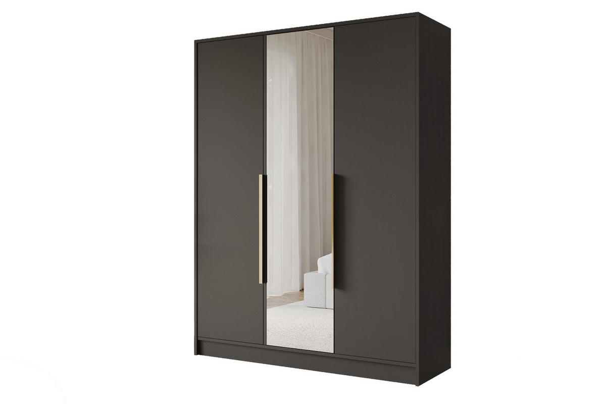 KLEIDERSCHRANK - LESE - 150 - Schwarz - Schwarz Hochglanz/Schwarz, Holzwerkstoff (150/200/51cm) - ALTDECOR