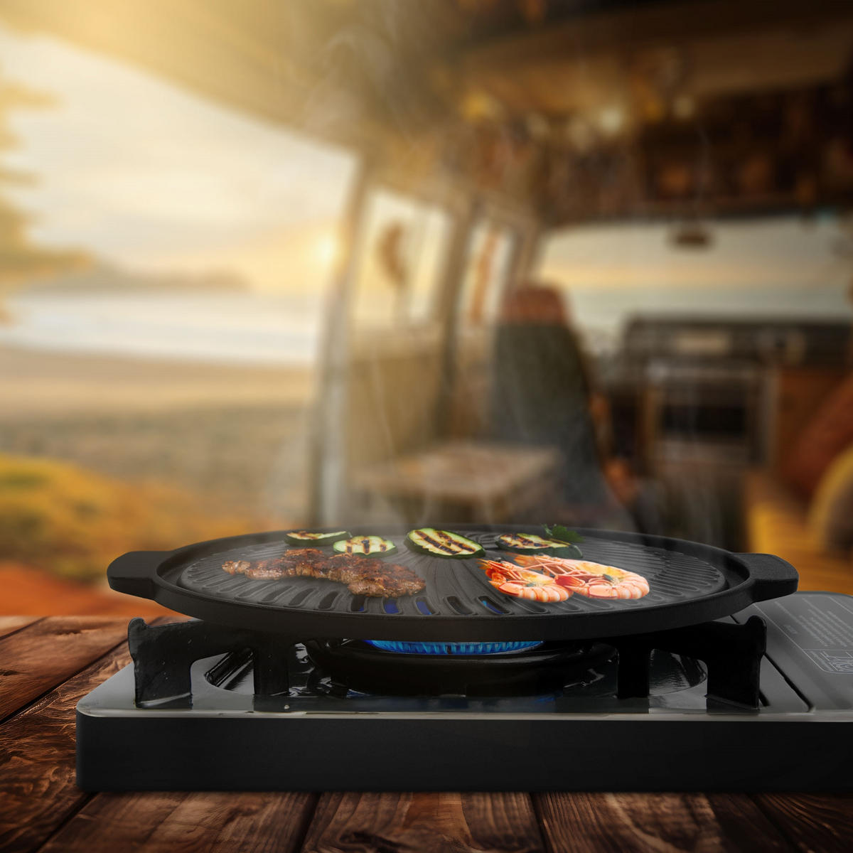 GRILLPLATTE - Schwarz, Metall (36/32cm) - BBQ Boss