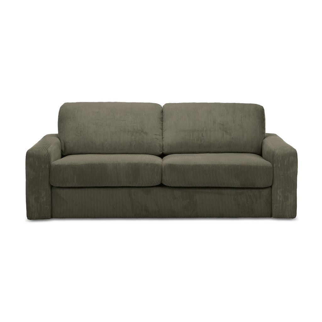 Thumbnail - Makamii 3-Sitzer, Olivgrün, Textil, Füllung: Schaumstoff, 195x80x100 cm, Made in EU, Wohnzimmer, Sofas & Couches, Schlaf...