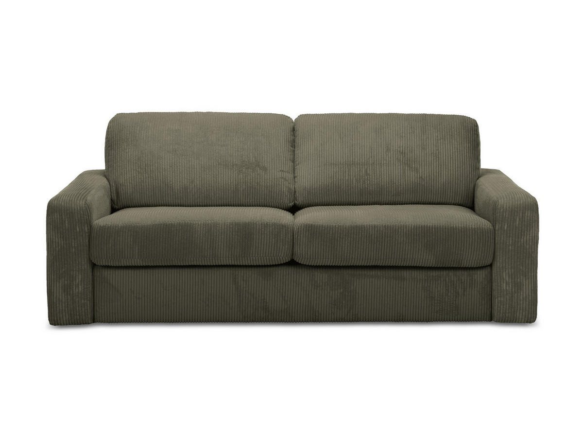 3-SITZER SOFA mit Schlaffunktion Cord Stoff Grün - Gelb/Schwarz, Kunststoff/Textil (195/80/100cm) - Makamii