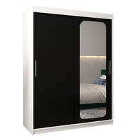 SCHWEBETÜRENSCHRANK 200/150/62 2-türig - Silberfarben/Schwarz, Holz/Kunststoff (150/200/62cm) - Abiks Möbel