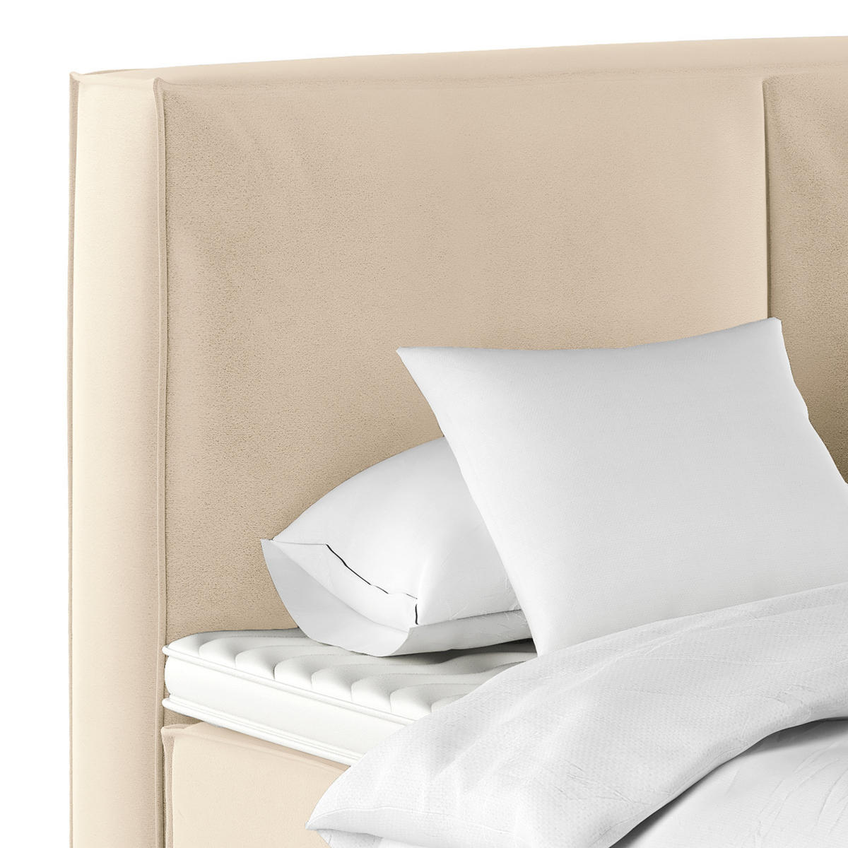 BOXSPRINGBETT mit Kopfteil - Premium - Creme, Textil (140/200cm) - home24