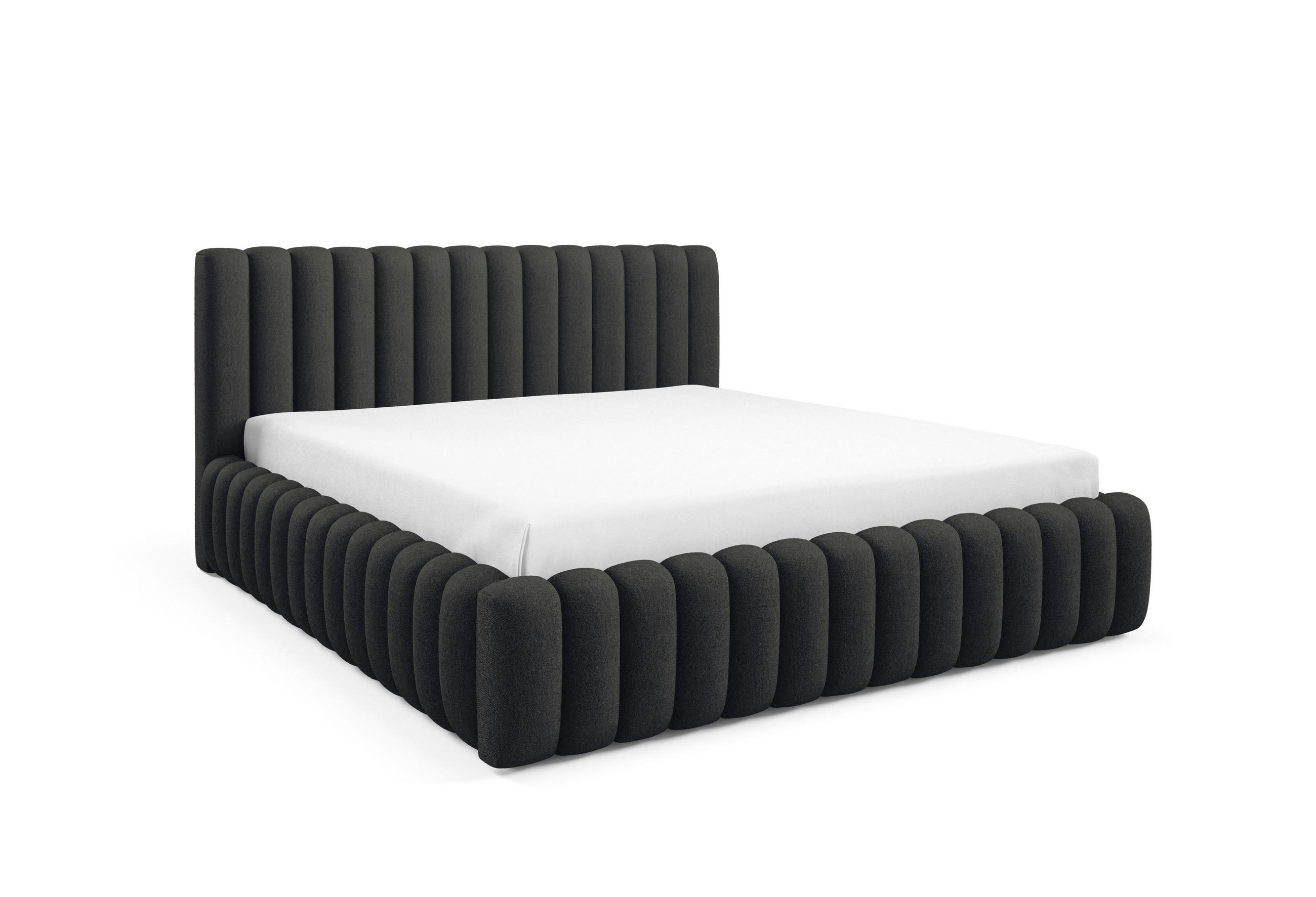 POLSTERBETT BLIVIO 180x200 cm,mit Bettkasten,Lattenrost,Doppelbett,Boxspringbett-Optik-Schwarz - Schwarz, Holz (180/200cm) - Furnistar