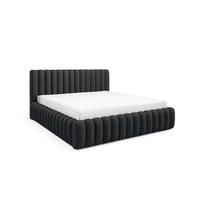 POLSTERBETT BLIVIO 180x200 cm,mit Bettkasten,Lattenrost,Doppelbett,Boxspringbett-Optik-Schwarz - Schwarz, Holz (180/200cm) - Furnistar