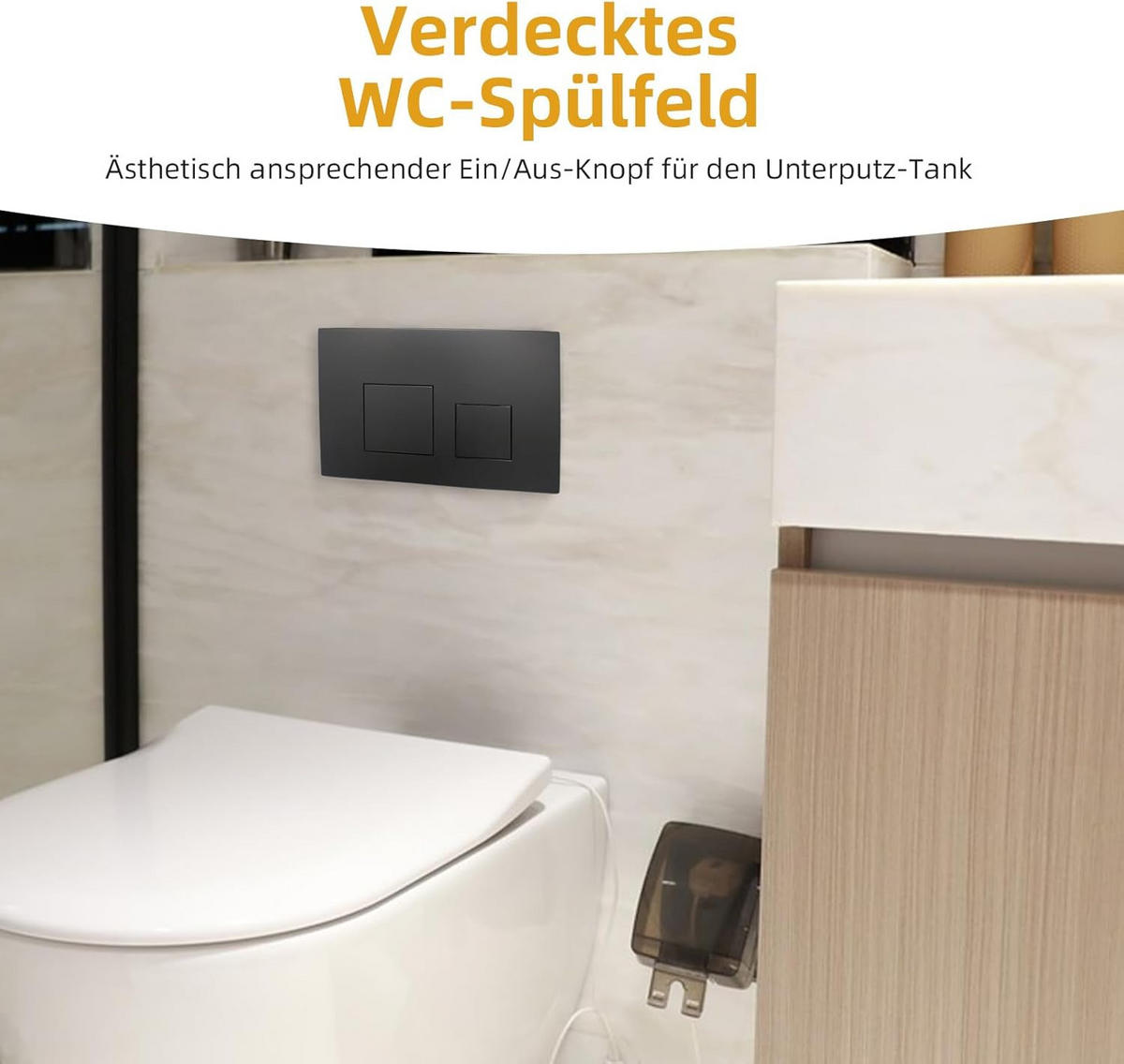 WC-SPÜLTASTE – Kompatibel mit Geberit Sigma 01, 20, 30 und UP300/320 Spülkästen – Schwarz - Schwarz, Metall (30.8/5.5/15.5cm)