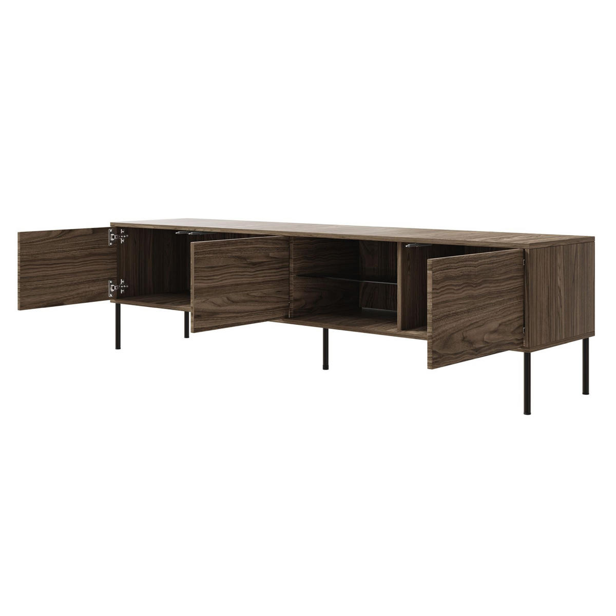 TV-SCHRANK Modivi Holzoptik Nussbaum 175 cm - Dunkelbraun/Schwarz, Holzwerkstoff/Metall (175/47.5/31.2cm) - Selsey