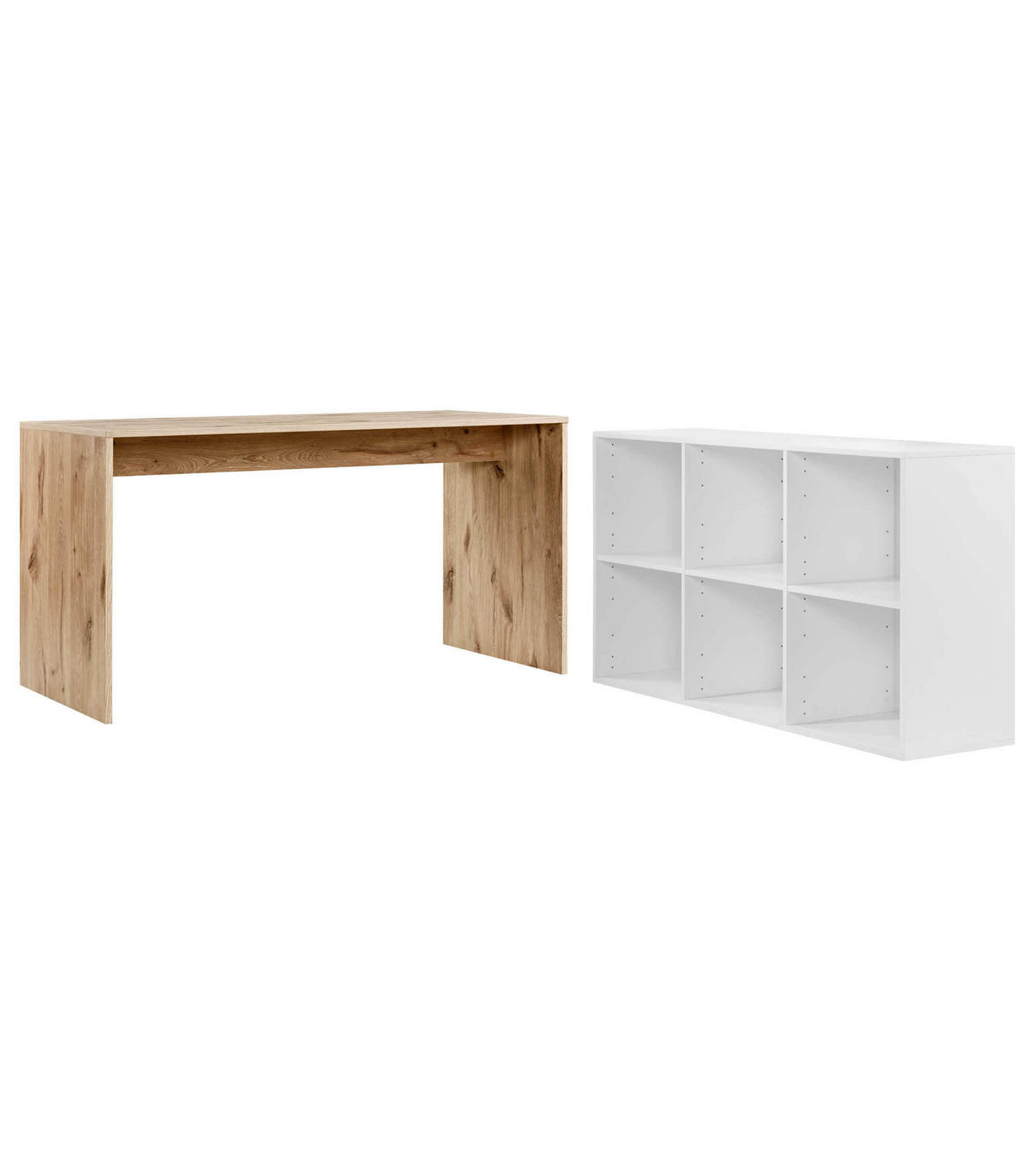 SCHREIBTISCH Der Produktive - Eichefarben/Weiß, Holzwerkstoff (65/145/77cm) - Mokebo