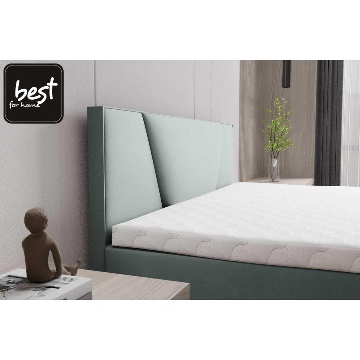 BOXBETT Jubilee Bonellfederkern inkl. Topper - Mintgrün, Holz/Holzwerkstoff (160/200cm) - Best For Home