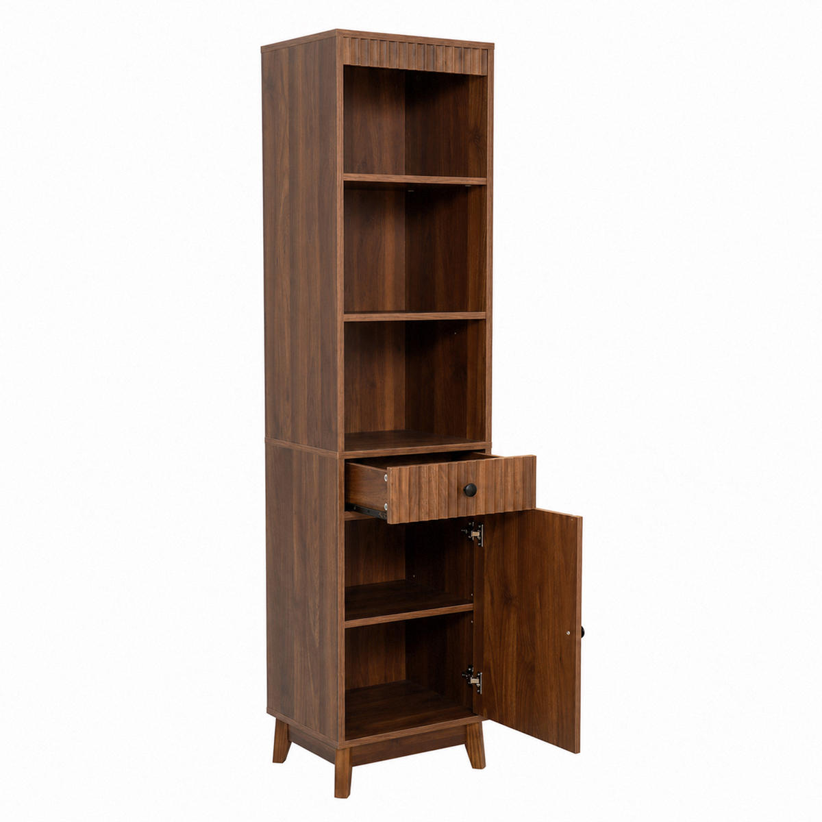 HOCHSCHRANK 40/36/172 cm Walnussholzfarbe mit 1 Schubladen und Soft-Close-Scharniere - Walnussfarben, Holz/Holzwerkstoff (36/172/40cm) - Oxeza