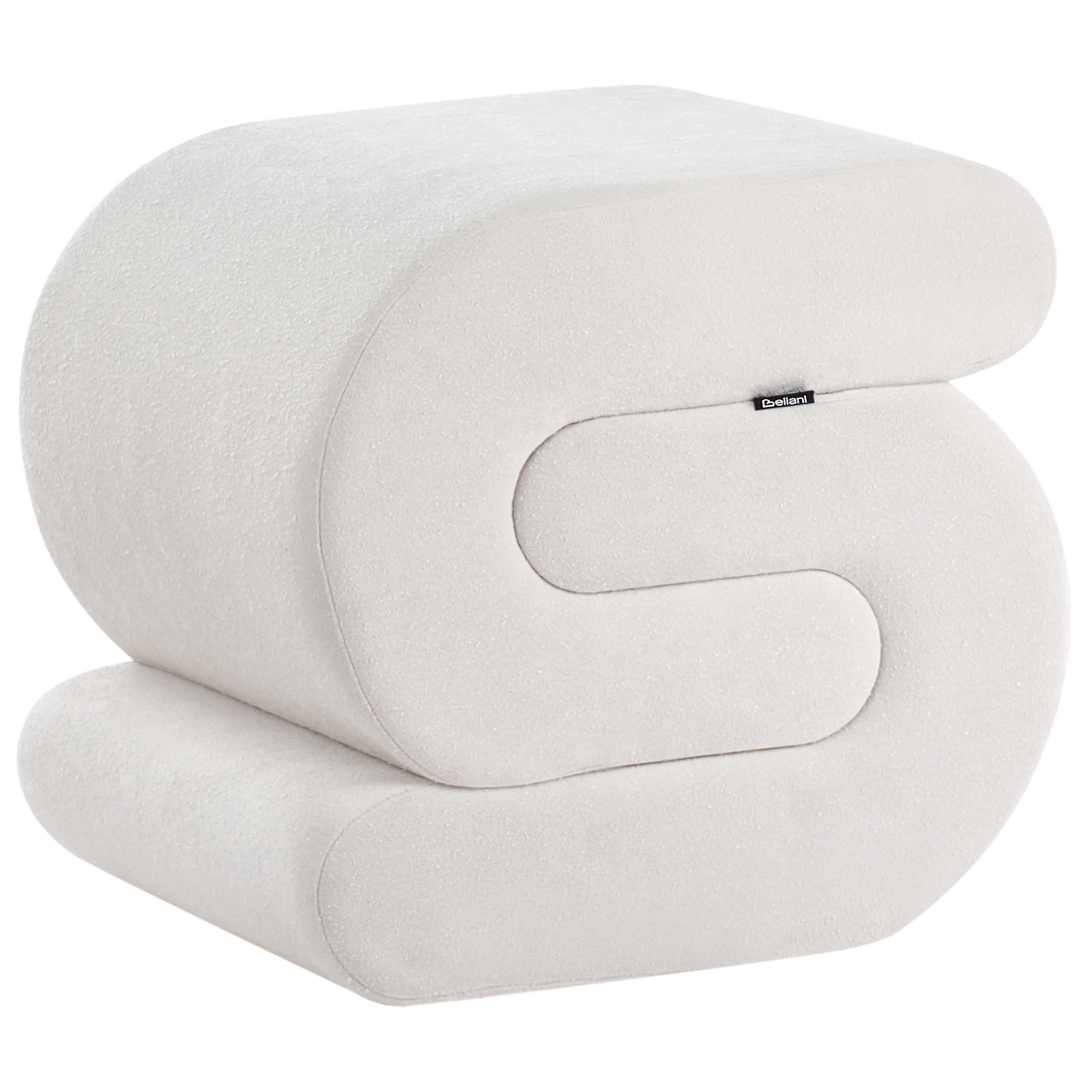 POUF Chenillegewebe Cremeweiß Arcadia - Weiß, Textil (45/48/50cm) - Beliani