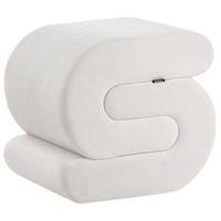POUF Chenillegewebe Cremeweiß Arcadia - Weiß, Textil (45/48/50cm) - Beliani