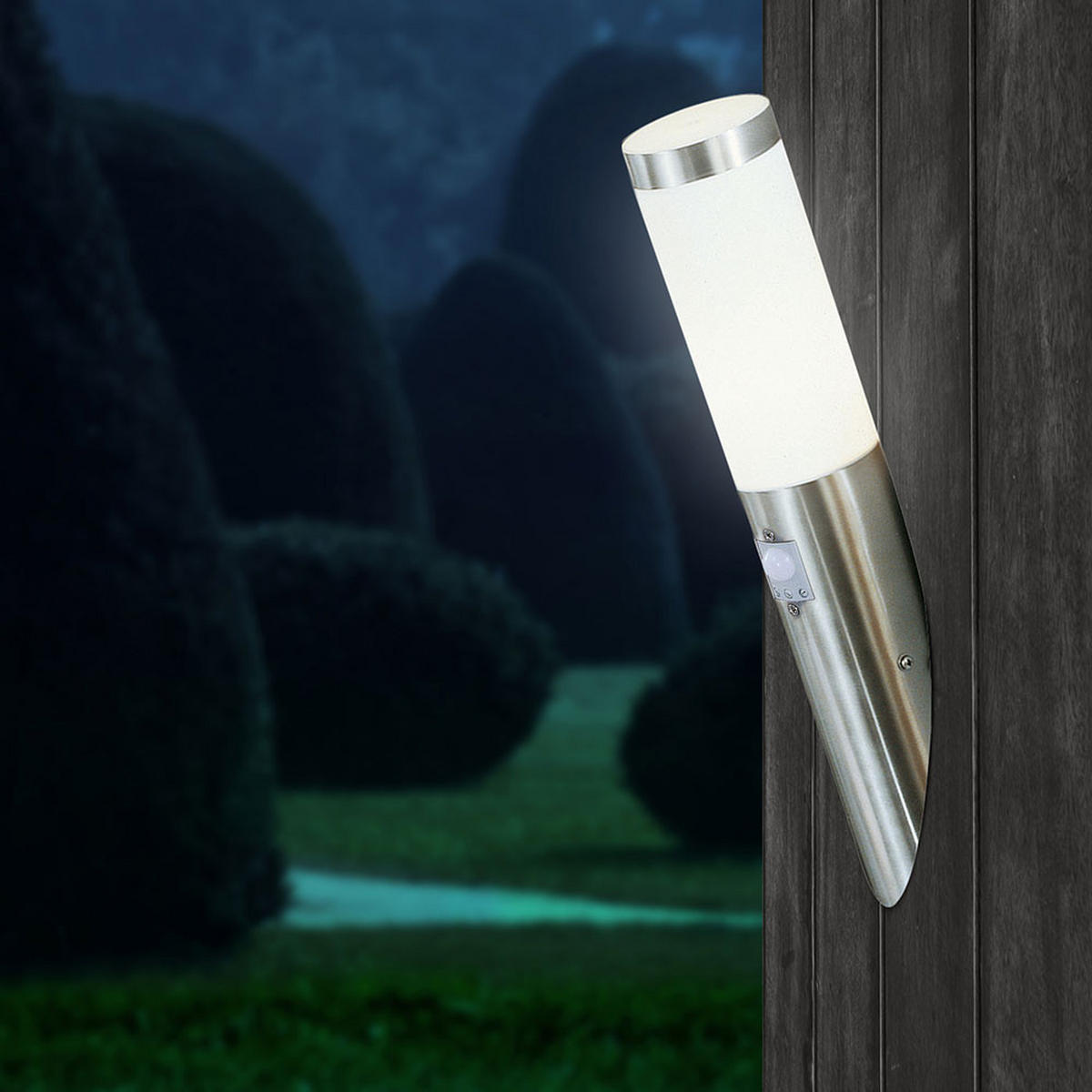 LED AUSSENWANDLEUCHTE Edelstahl Silber 2er Set - Silberfarben, Metall (7.6/7.6/41cm) - Globo Lighting