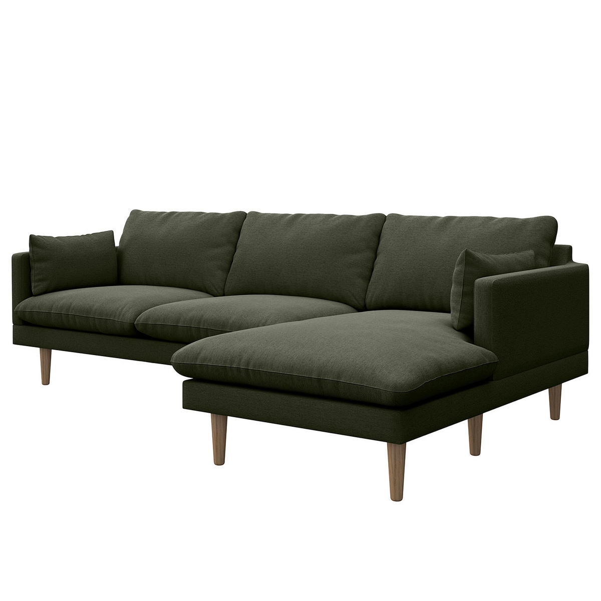 ECKSOFA mit Longchair - Webstoff - Buchefarben/Grau, Buchenholz/Textil (242/150cm) - home24