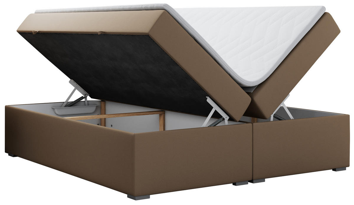 BOXBETT BESS 140/200 Braun Kunstleder - H4 - Braun, Holz/Textil (140/200cm) - MKS